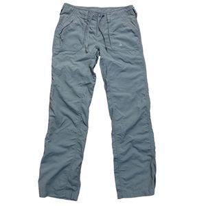 North Face Womens Sz 8 Roll Up Nylon Pants Lightweight Hiking Gray Drawstring